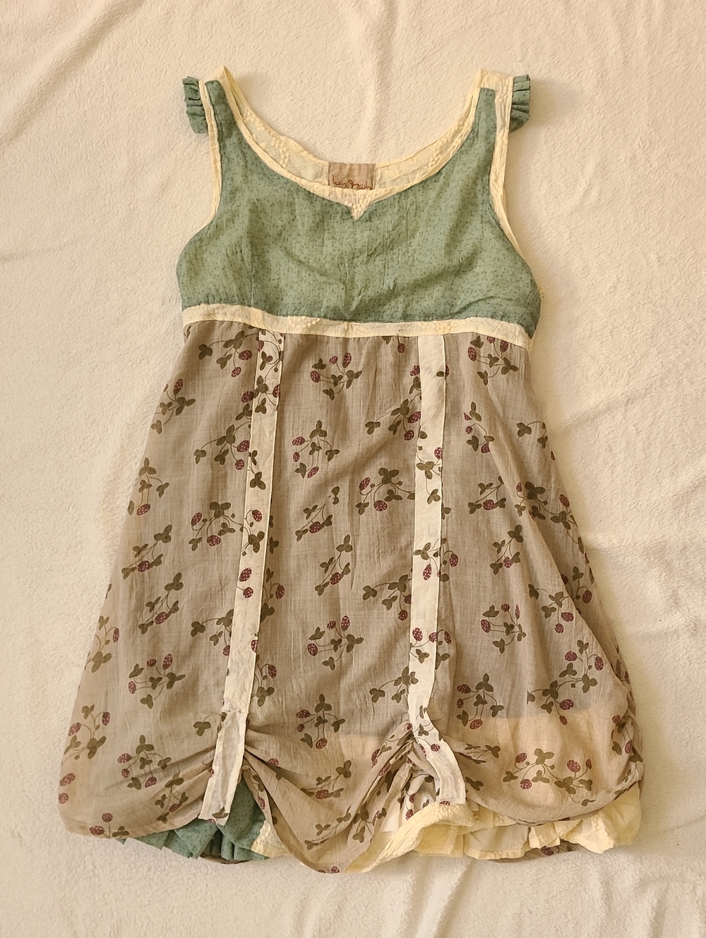 IAN MOSH Lagenlook Sleeveless Layered Mini Dress 6 Patchwork Floral Hippie Boho